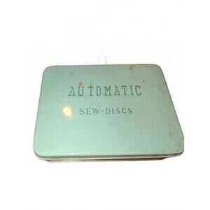 Vintage Automatic Sew-Discs Metal Storage Tin
